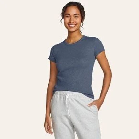 NWT - Eddie Bauer Blue Women's Infinity Slub Rib SS Tee Crew Neck 2XL‎ *Comfort* - Picture 2 of 12